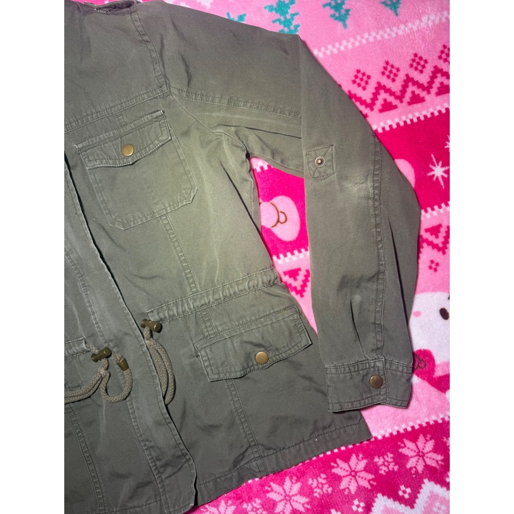 Chocolate USA Women Olive Green Utility Military Field Jacket Drawstring Waist S - Picture 3 of 8